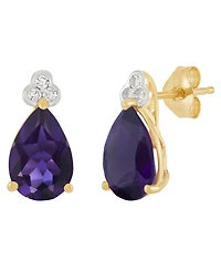 Macy's Amethyst (2-1/5 ct. t.w.) & Diamond Accent Stud Earrings 14k Yellow Gold (Also Available Multi-Stones)
