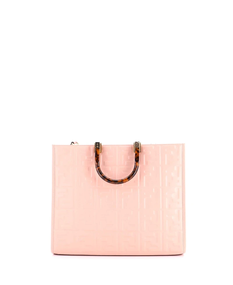 Pre-Owned Fendi Medium Sunshine Shopper Tote Zucca Embossed Leather