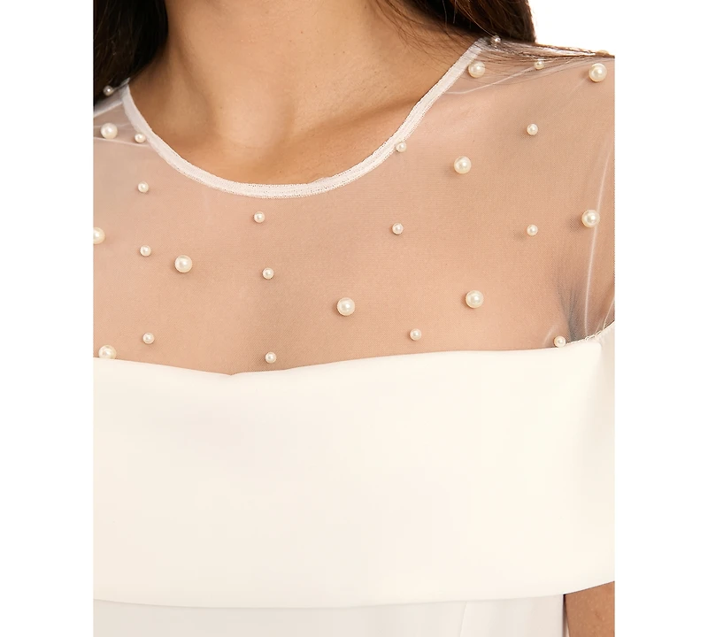 ivy + blu Women's Pearled Yoke Off-the-Shoulder Mini Dress