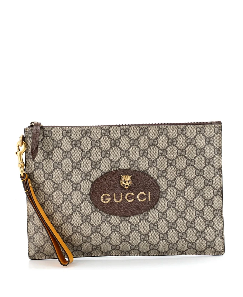 Pre-Owned Gucci Neo Vintage Wristlet Pouch Gg Coated Canvas