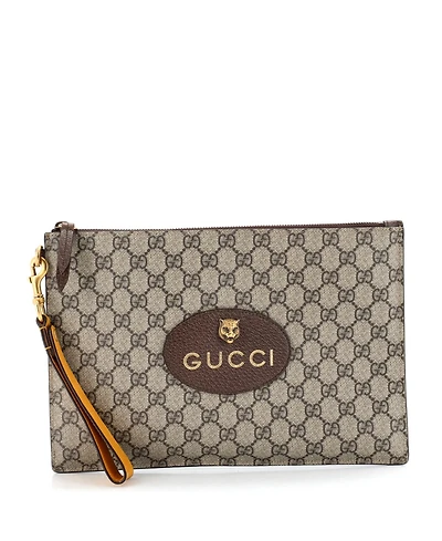 Pre-Owned Gucci Neo Vintage Wristlet Pouch Gg Coated Canvas