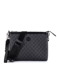 Pre-Owned Gucci Medium Interlocking G Patch Wristlet Messenger Bag Gg Coated Canvas