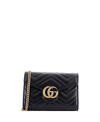 Pre-Owned Gucci Mini Gg Marmont Chain Wallet Matelasse Leather