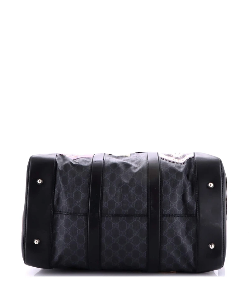 Pre-Owned Gucci Small Night Courrier Carry On Convertible Duffle Gg Coated Canvas with Applique