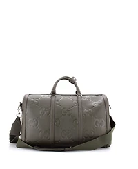 Pre-Owned Gucci Small Duffle Bag Jumbo Gg Embossed Leather