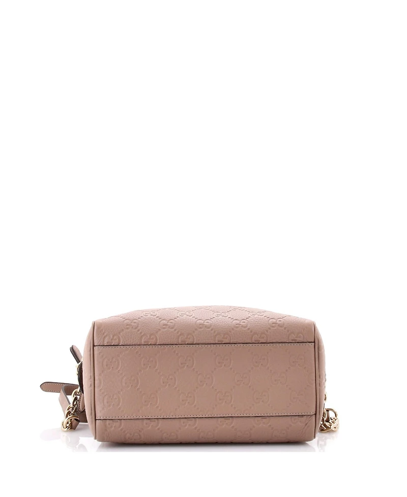 Pre-Owned Gucci Medium Emblem Boston Bag Gg Embossed Leather