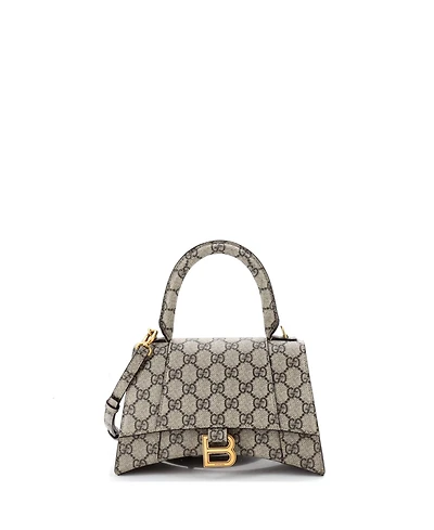 Pre-Owned Gucci Small x Balenciaga The Hacker Project Hourglass Top Handle Bag Gg Coated Canvas