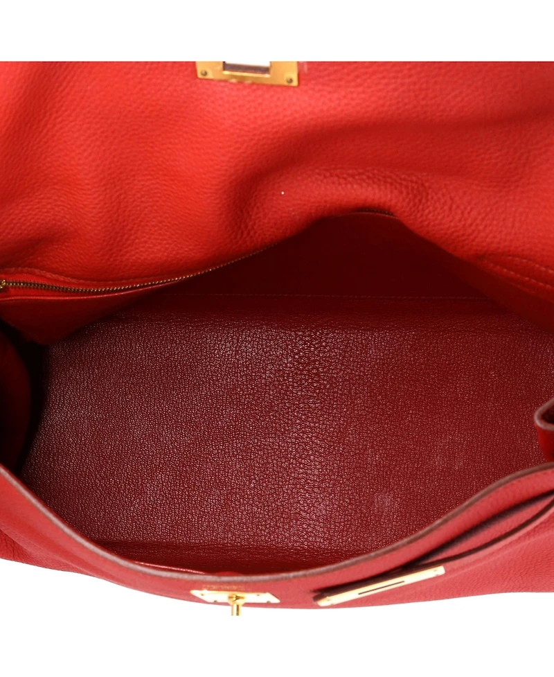 Pre-Owned HERMES Kelly 32 Handbag Red Togo with Gold Hardware