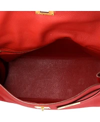 Pre-Owned HERMES Kelly 32 Handbag Red Togo with Gold Hardware