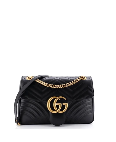 Pre-Owned Gucci Medium Gg Marmont Flap Bag Matelasse Leather
