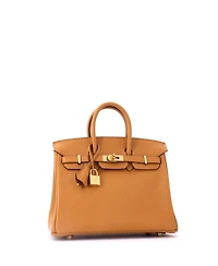 Pre-Owned Hermes Birkin 25 Handbag Brown Swift with Gold Hardware