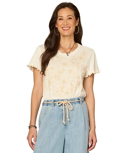 Democracy Women's Cotton Crewneck Top