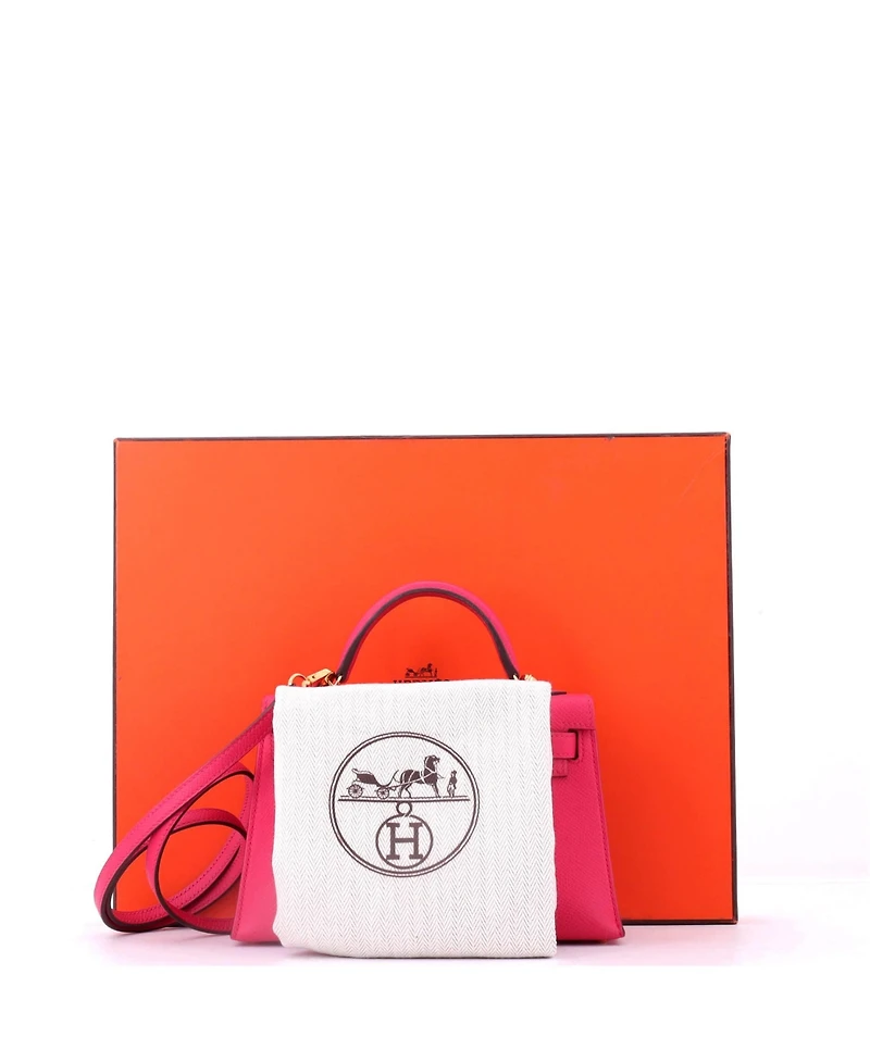 Pre-Owned HERMES Kelly 20 Handbag Pink Epsom with Gold Hardware