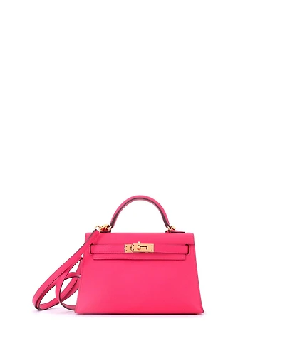 Pre-Owned HERMES Kelly 20 Handbag Pink Epsom with Gold Hardware