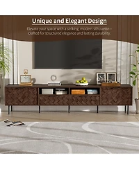 Rainsken 78" Modern Tv Stand for TVs , Entertainment Center with Storage Cabinets, 2 Drawers and Open Shelves, Media Console for Living Room