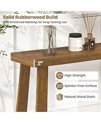 Gouun 43 in Solid Rubber Wood Narrow Console Table with 2 in Thick Tabletop