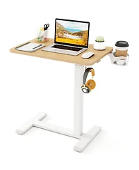Gouun Height Adjustable Mobile Overbed Bedside Table with Cup Holder
