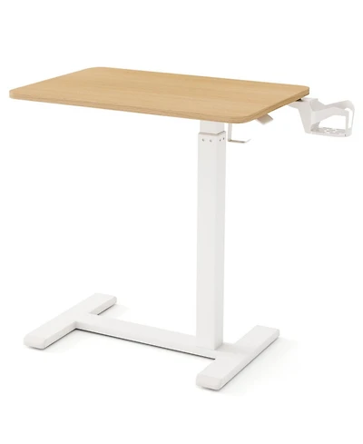 Gouun Height Adjustable Mobile Overbed Bedside Table with Cup Holder