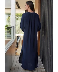 Ocean+Main Women's Avery Long Tie Neck Dress Gauze Caftan