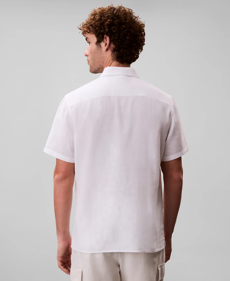 Calvin Klein Men's Linen-Blend Classic Button-Down Shirt