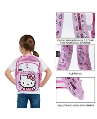 Hello Kitty 2-Piece 16" Kids Clear Backpack and Lunch Box Set For School And Travel