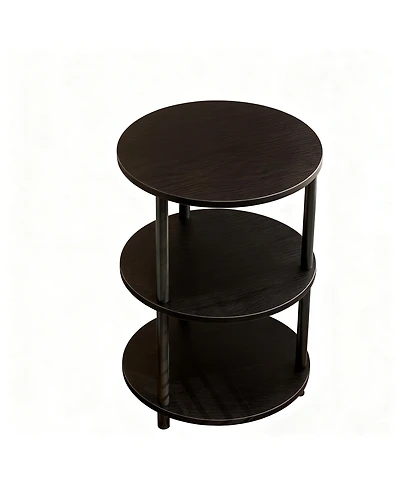 Yigii Small Round End Table 3 Tier Industrial Nightstand Side shelf Bedroom Living Room