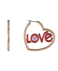 Hallmark Heart Shaped Hoop Earrings Brass Material