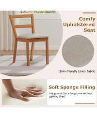 Sugift Farmhouse Wooden Dining Chairs Set of Two with Cushioned Seat