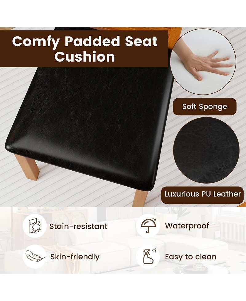 Sugift Wooden Dining Chairs Set of Two with Rubber Wood Legs