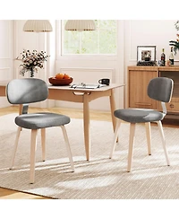 Sugift Chenille Upholstered Wooden Dining Chairs Set of Two