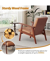 Sugift Mid Century Modern Accent Chair with Solid Wood Frame