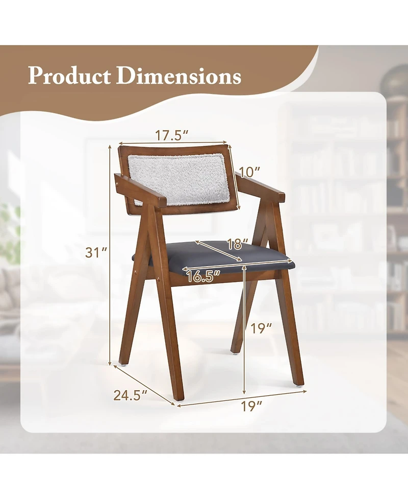 Sugift Mid Century Wooden Accent Chairs Set with Padded Seats