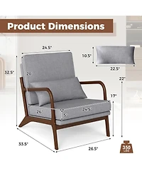 Sugift Modern Accent Chair with Wood Armrests and Removable Back