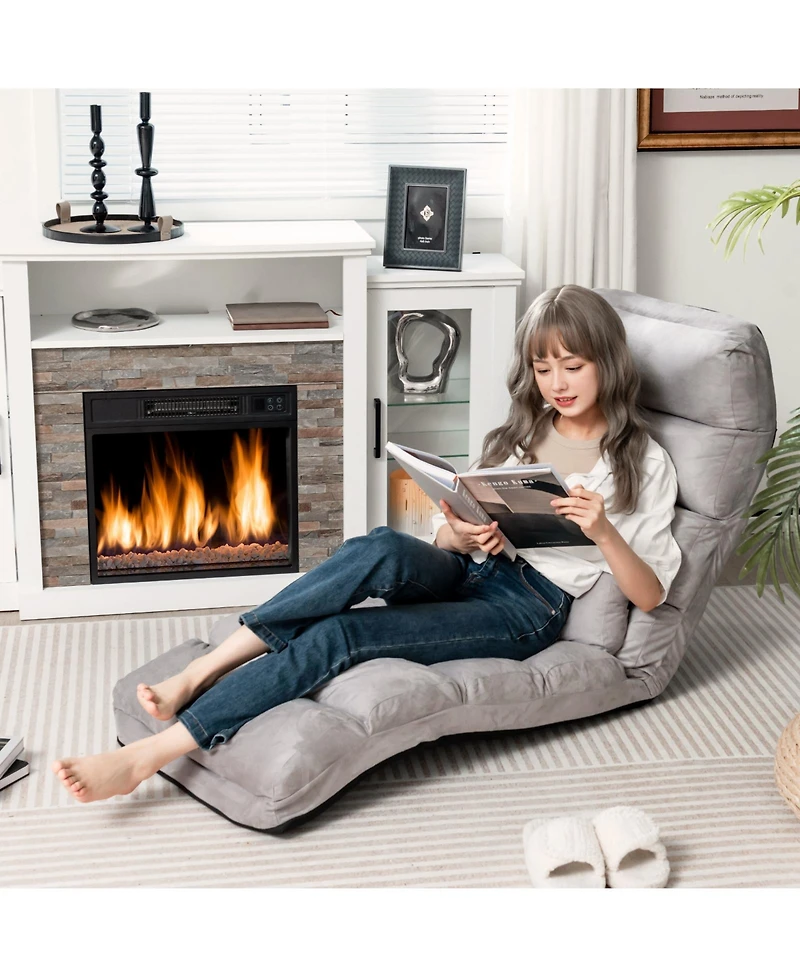 Sugift Folding Lazy Sofa Chair with Detachable Pillow