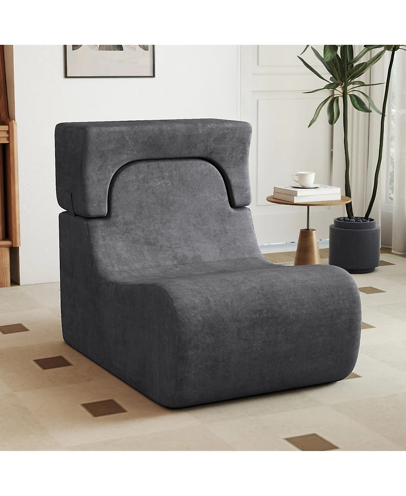 Sugift Floor Chair Lazy Sofa with Detachable Headrest Cushion