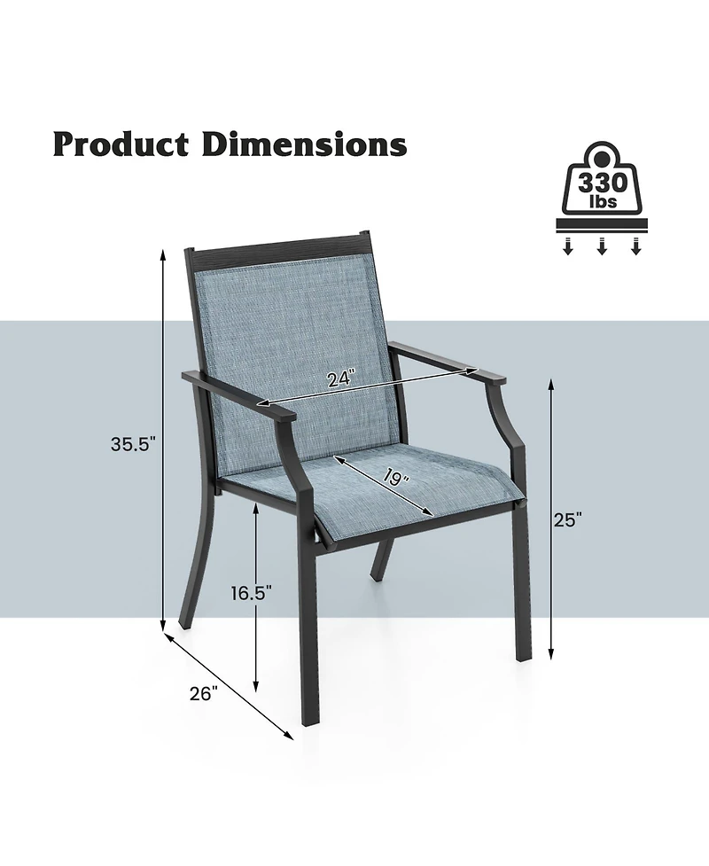 Sugift 2 Piece Patio Dining Chairs with Breathable Seats and Metal Frame