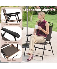 Sugift Set of Four Patio Folding Dining Chairs with Armrests