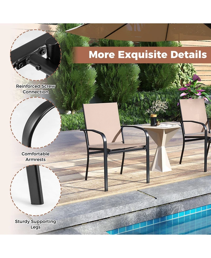 Sugift Outdoor Dining Chairs Set of Two with High Back and Metal Frame