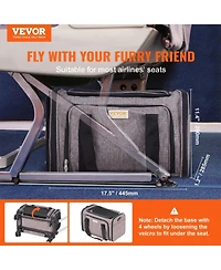 Zeus and Ruta Airline Approved Rolling Cat Carrier With Wheels Telescopic Handle And Shoulder Strap For Pets Under 25lbs Grey