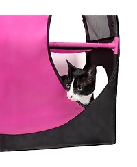 Zeus and Ruta Collapsible Cat Playpen Folding Soft Pet Obstacle Course Indoor Outdoor Travel Kitten House Bed