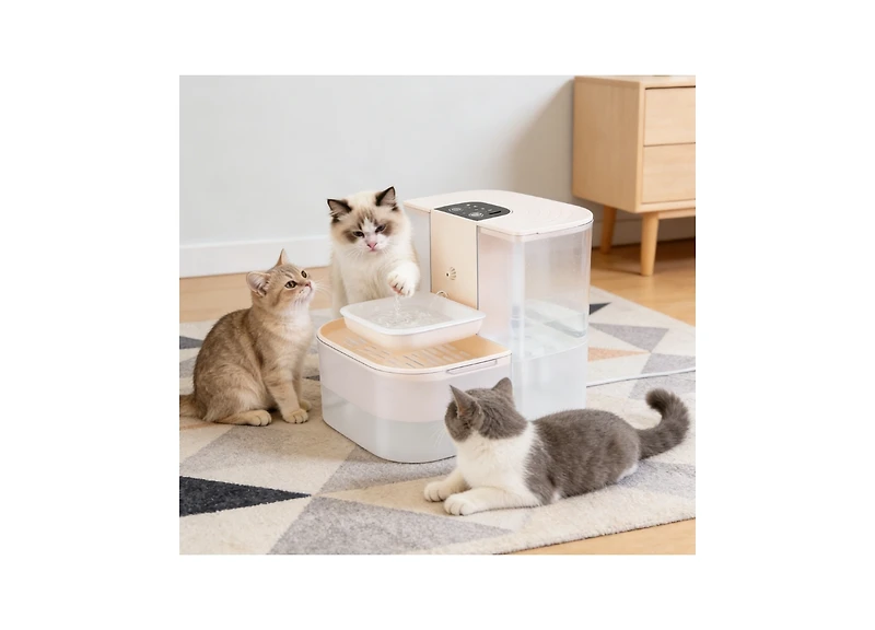 Zeus and Ruta Cordless Pet Water Fountain 4.5L Dual Tank Filtration Automatic Cat Dog Dispenser Easy Clean Design