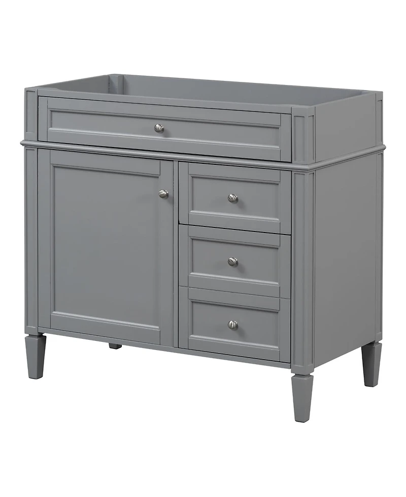 Sillysis 36 Inch Modern Bathroom Vanity without Top Sink, Soft Close Drawers and Adjustable Shelf for Small Spaces