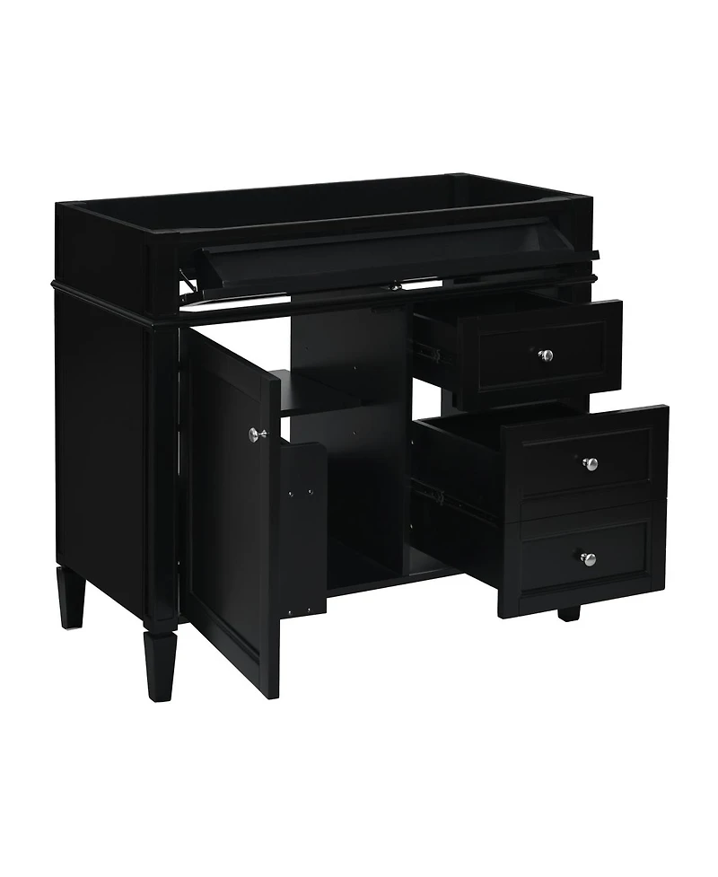 Sillysis 36 Inch Modern Bathroom Vanity without Top Sink, Soft Close Drawers and Adjustable Shelf for Small Spaces