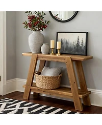 Tribesigns Solid Wood Entryway Table, 2-Tier Farmhouse Console Table with Storage, Narrow Sofa Table Behind Couch