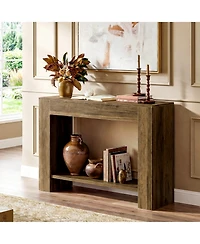 Tribesigns 41.3'' Farmhouse Console Table, 2-Tier Sofa Entryway Table with Storage, Narrow Wooden Behind Couch