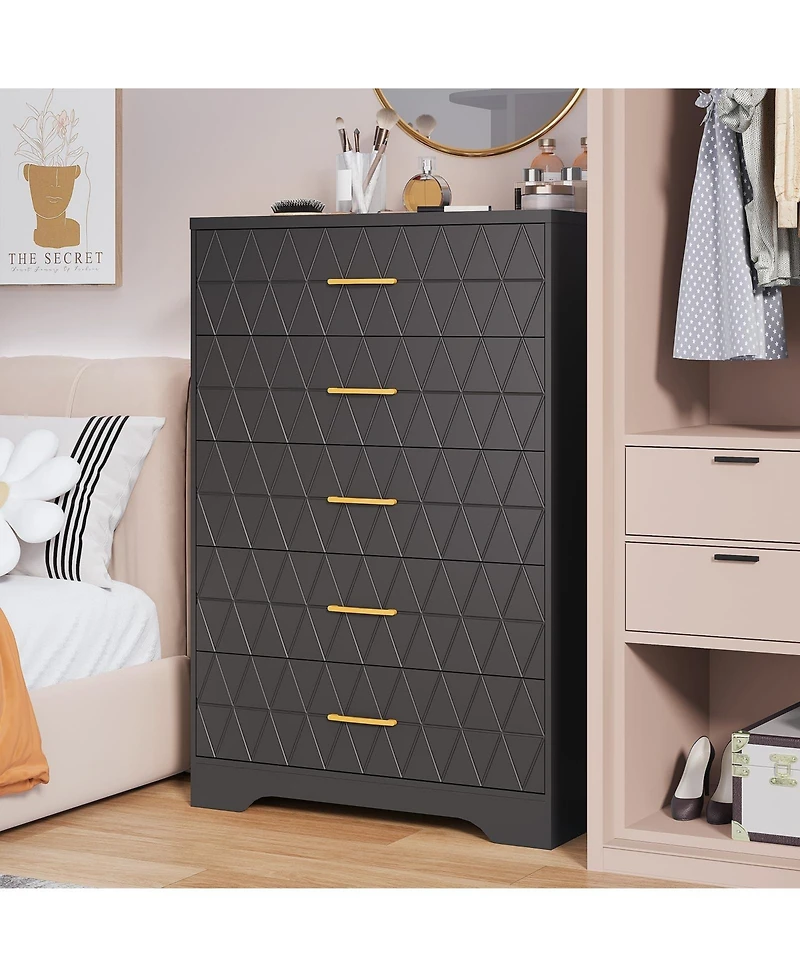 gaomon Tall Dressers for Bedroom with 5 Drawers, Wood Dressers for Closet, Living Room, Hallway, Entryway
