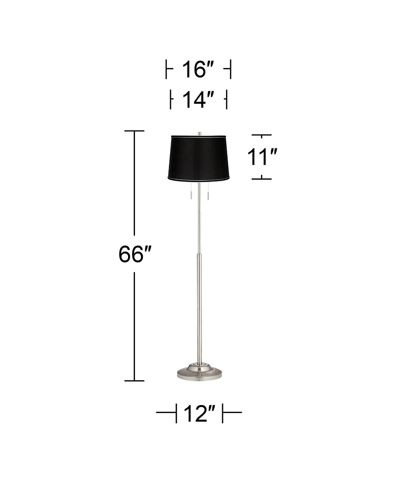 360 Lighting Abba Modern Floor Lamp Standing 66" Tall Brushed Nickel Satin Tapered Drum Shade for Living Room Bedroom Office House Home