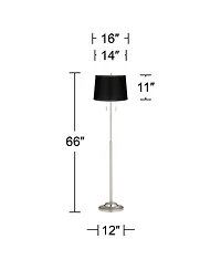 360 Lighting Abba Modern Floor Lamp Standing 66" Tall Brushed Nickel Satin Tapered Drum Shade for Living Room Bedroom Office House Home