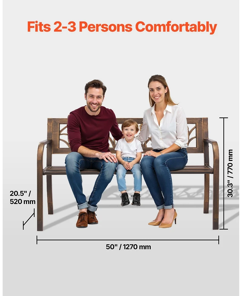 Gouun 30-Inch Steel Frame Bench with Slatted Seat