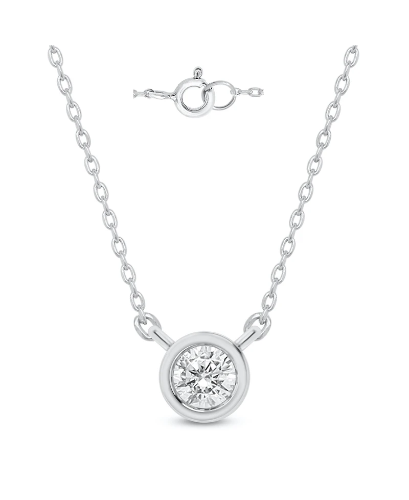 Lab-Created Diamond Bezel Solitaire Pendant Necklace (1/5 ct. t.w.) in Sterling Silver, 18" + 2" extender